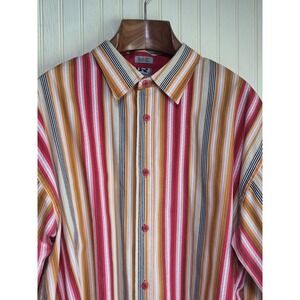 Dream USA Shirt Mens 3XL Multicolor Striped Button Front Long Sleeve Casual